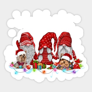 Best Christmas Gnomes Yorkshire Terrier Shirt Xmas Gnome Santa Terrier Dog Lovers T Shirt Sticker